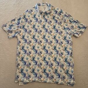 1764 Golf Polo Mens Size 2XL Tropical Hawaiian Birds All Over Print Stretch